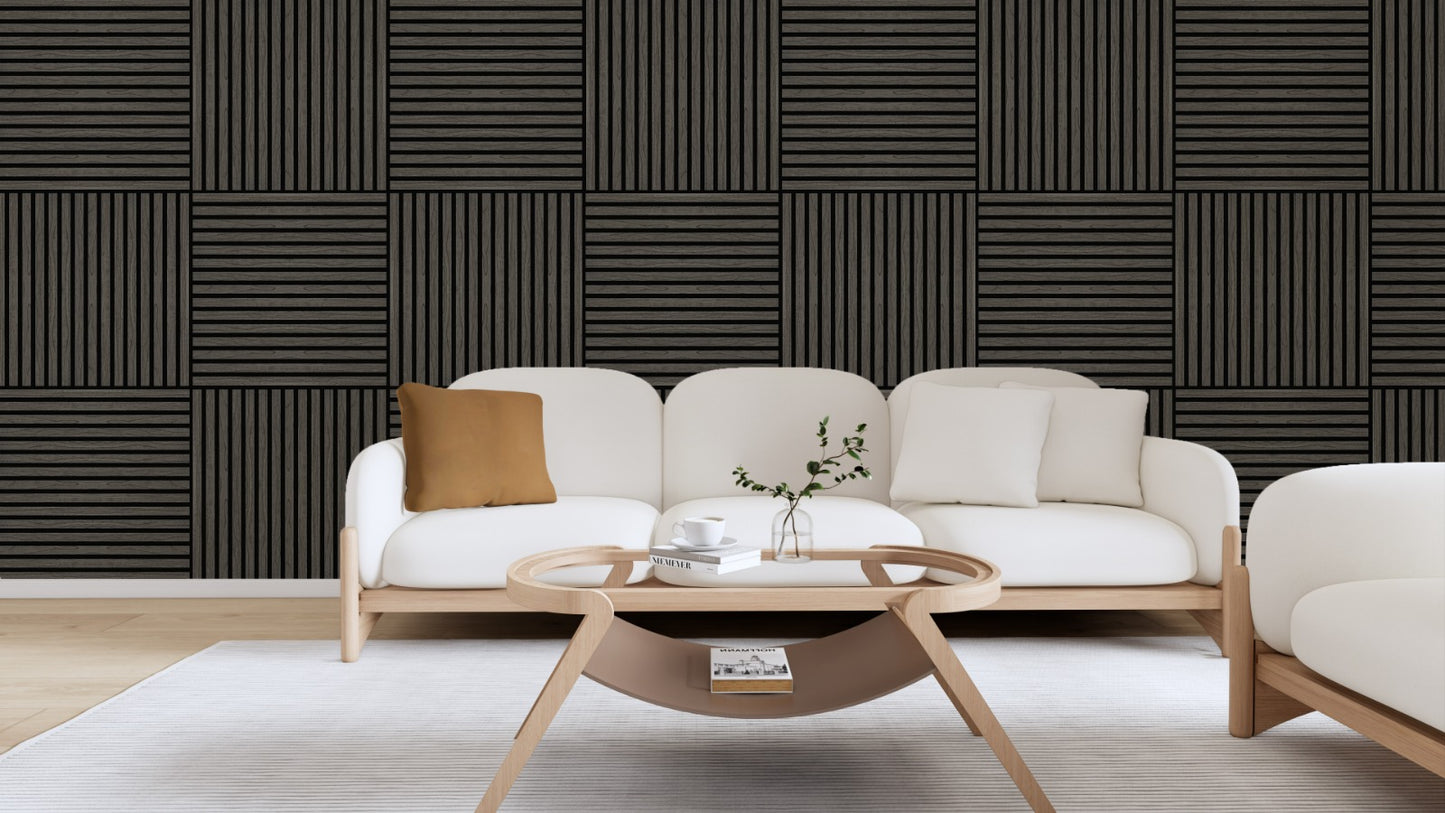 600mm x 600mm Ebony Acoustic Slat Wall Panel