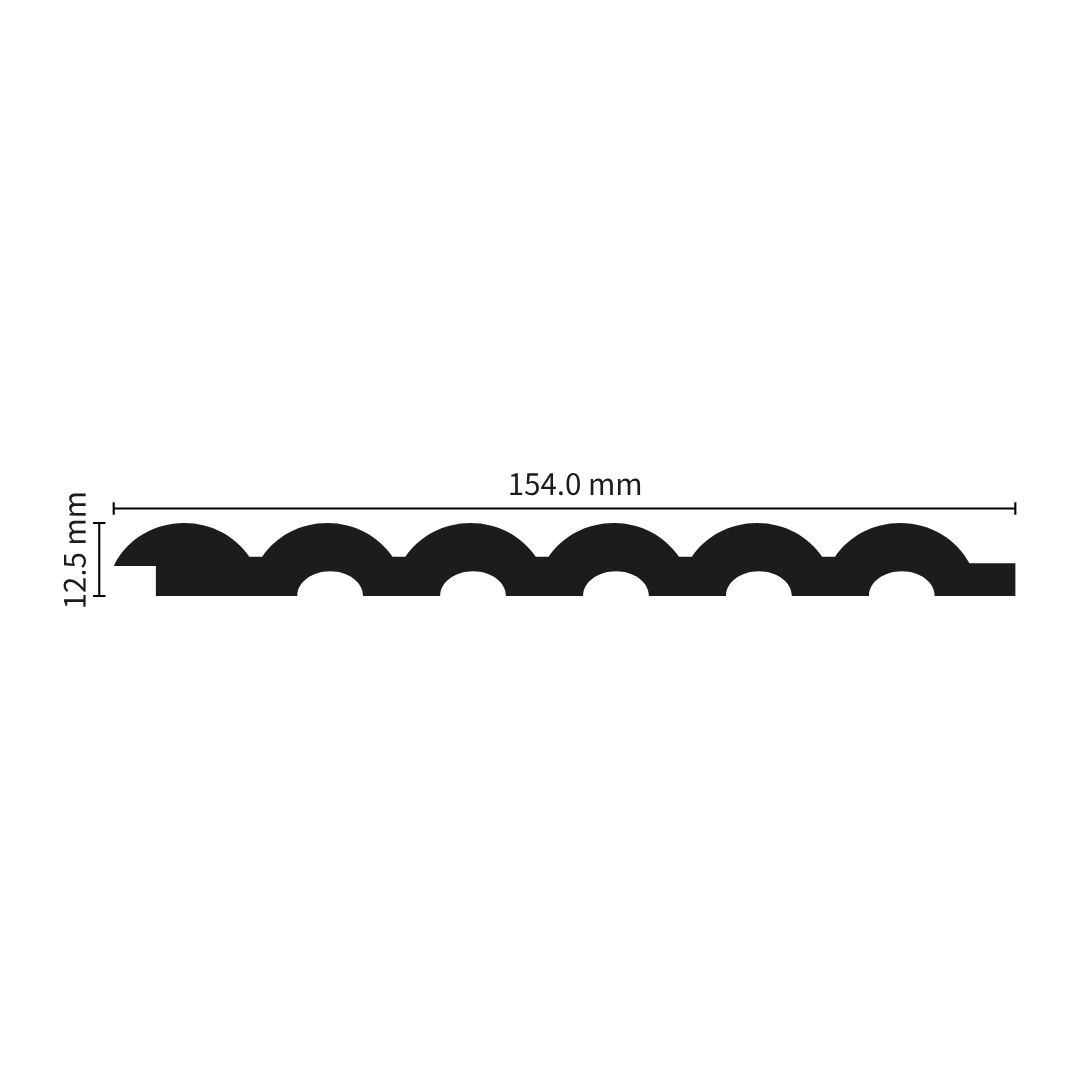 Black Mist Fluted 3D Waterproof Slat Wall Panel