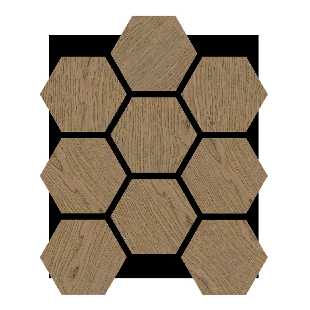 Walnut Hexagon Acoustic Wall Panel